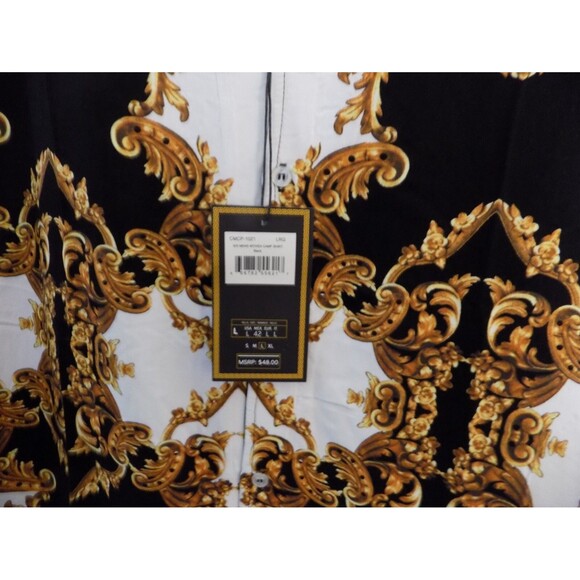 NEW CASA MODA Couture Baroque Gold Italian Designer Style Men Shirt Size L - Picture 6 of 7